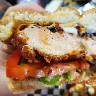 Spicy fried chicken sandwich