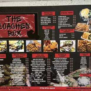the menu for the coaches box