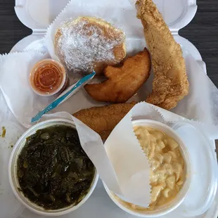 3 piece catfish (minus two pieces) - LOVED the biscuit and the catfish! Hot, moist, and perfectly fried!