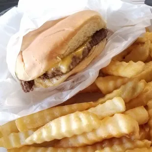 Cheeseburger and fries