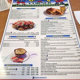 Coach&apos;s Corner Menus