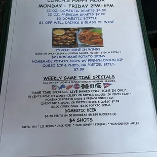 Happy hour specials
