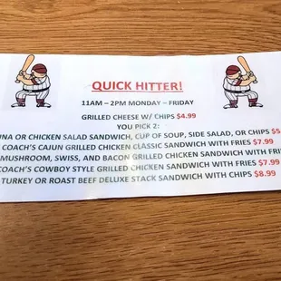 Coach&apos;s Corner Menus