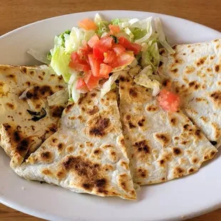 Quesadilla my way, with spinach artichoke dip with mozzarella and Parmesan Cheeses