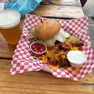 Bacon cheese burger with loaded fries