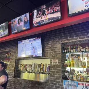 the bar and televisions