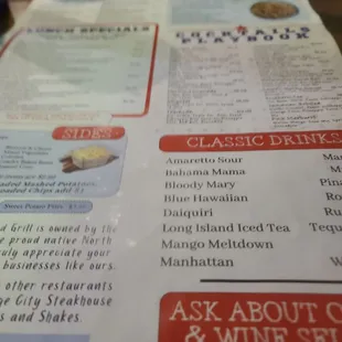 The menu