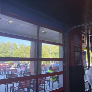 a man looking out the window