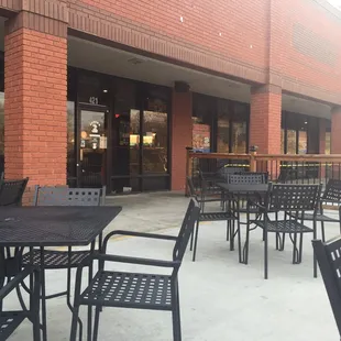 View from the patio of Coach's. 2 sides Doubling as family dining spot and sports bar.