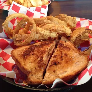 Great Reuben and onion rings.