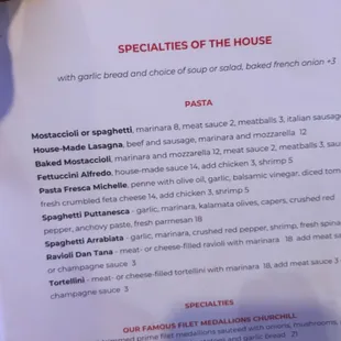 One page of menu
