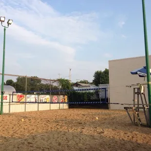 Lighted volleyball court plays every weeknight.