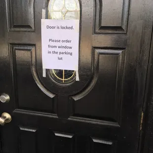 a sign on a door
