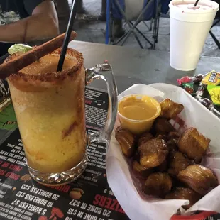 Mango Michelada and Pretzel bites. Delicious!!
