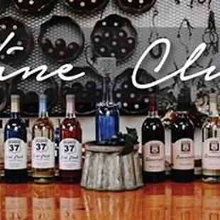 bottles of wine on a bar