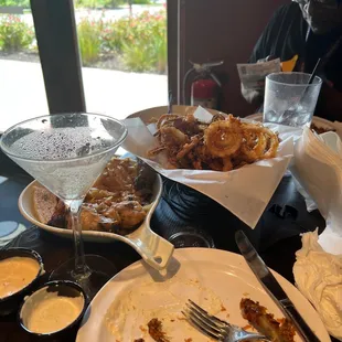 Pepper Calamari, 8 Coal Fire Classic Wings, Homemade Onion Rings