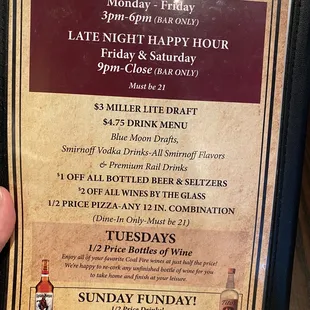menu