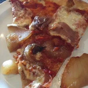 two slices of pizza on a plate