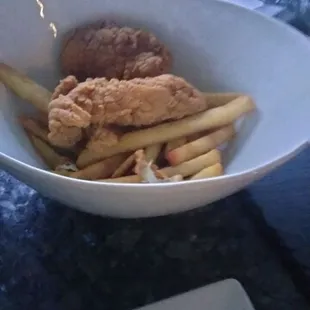 Chicken fingers and fries from the kids menu