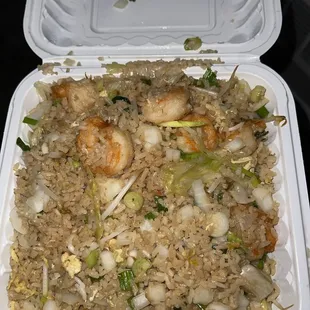Shrimp fried rice with extra onion and green onion