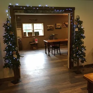 a christmas tree in the living room