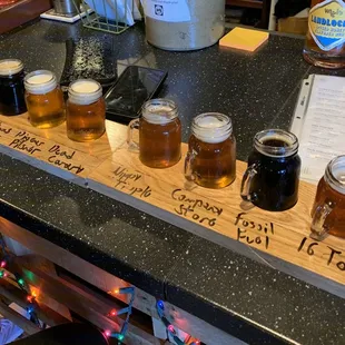 Beer flight. All 8 beers on tap.