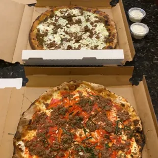 Pistachio Pesto Pizza Stracciatella &amp; Sausage Pizza