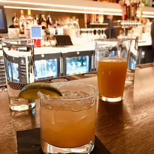 two cocktails on the bar