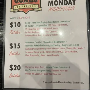 Monday specials