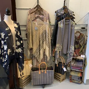 Gorgeous wraps and ponchos.  Bags handmade in Madagascar!