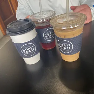 Cupcake latte, iced tea, iced vanilla (house made) latte!