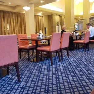 socially spaced dining area