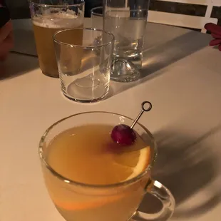 Spiced Rum I loved it the way it was warm might have been good also!