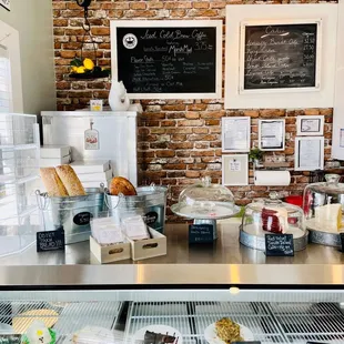 the counter of a bakery