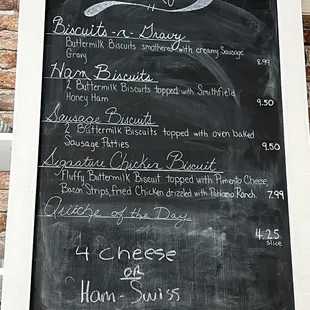 Breakfast menu