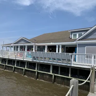 Looking back at the restaurant from the floating boat dock.