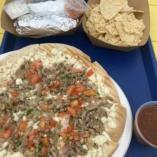 Duck Pato Pizzadilla &amp; mahi tacos