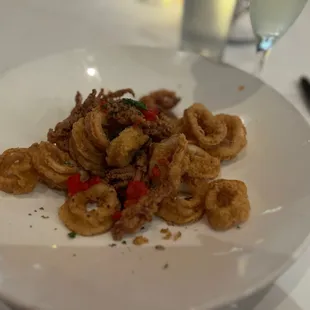 Calamari with the spicy sauce to the said. Sooooo good