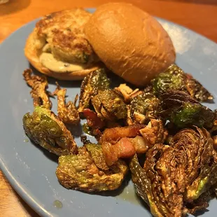 Crab Cake Sandwich Brussels Sprouts