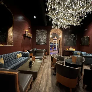 seating and chandelier