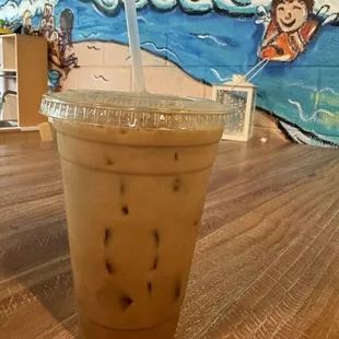 Iced Aloha latte! Coconut and other flavors I can&apos;t remember.