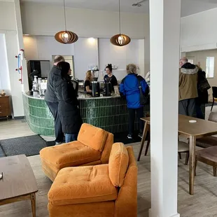 Counter &amp; one seating area.