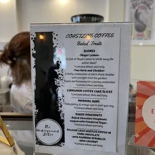 Baked treats menu