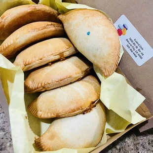 Chicken and beef empanadas are both delicious made everyday!