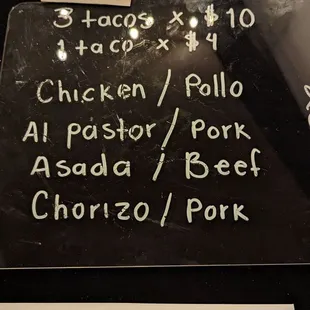 Food menu.  PS:  they also offer quesadillas and pretty good loaded nachos for $14.