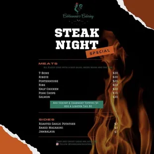 Steak Night Menu