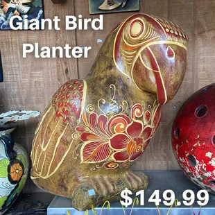 Check out these giant bird planters we just received! We currently have 3 different colors &amp; they are $149.99 each.
