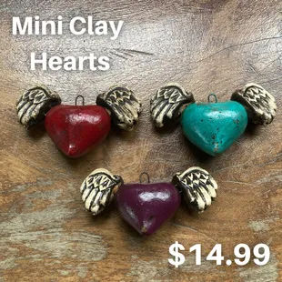 We have received these beautiful clay hearts! They come in 3 colors &amp; 2 sizes.