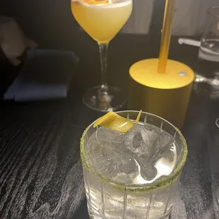 Pinky in the air (front), Yuz guyz (back) cocktails