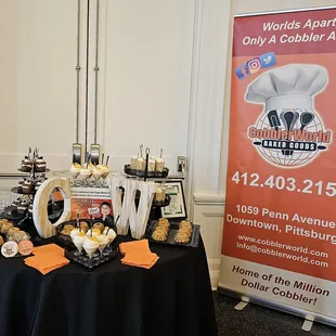 a table with a variety of desserts